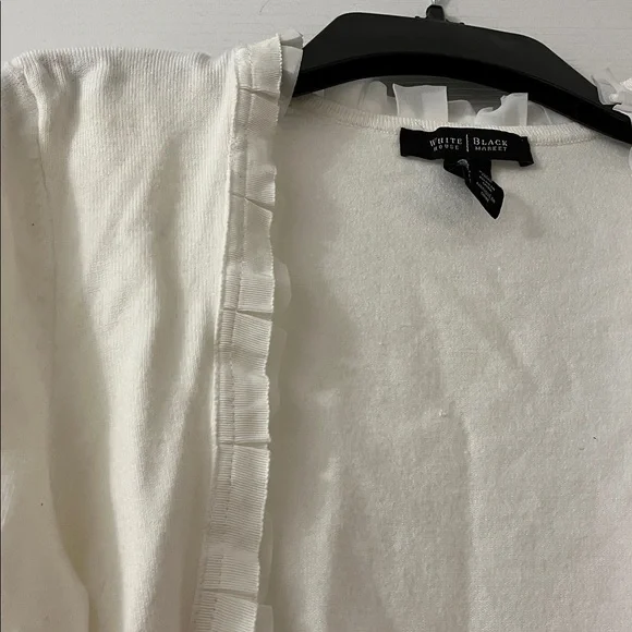 White House Black Market Ivory Ruffled bolero cardigan - Picture 2 of 5